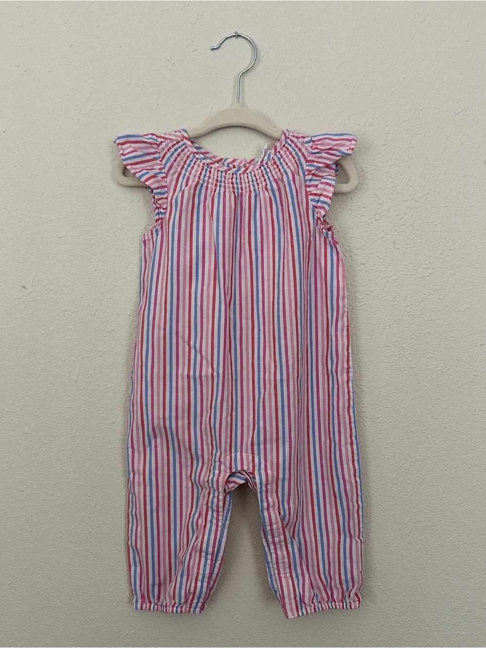 GAP Girls' Pink & Blue Striped Sleeveless Romper